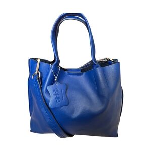 Co-Lab Leather Blue Bucket  Shoulder Handbag with Detachable Pocket EUC